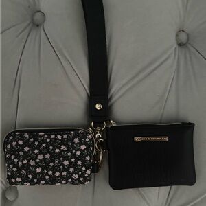 Poppy & Peonies Daily duo - black floral wristlet BNWOT